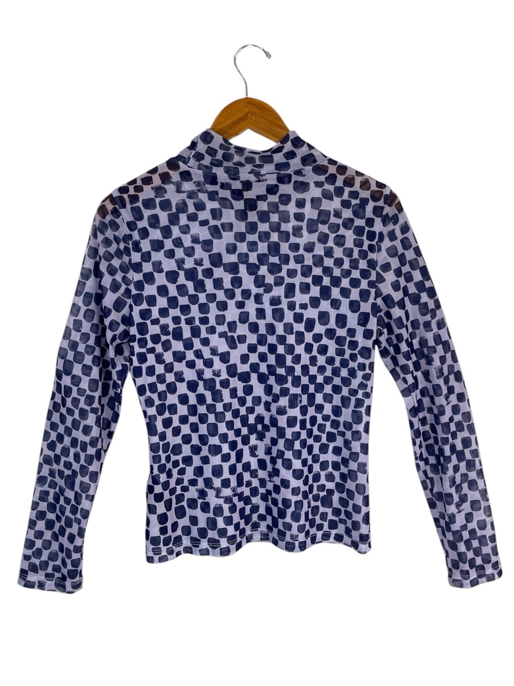 By Anthropologie Mesh Turtleneck Top in Lavender and Dark Purple Size Medium - Picture 5 of 5